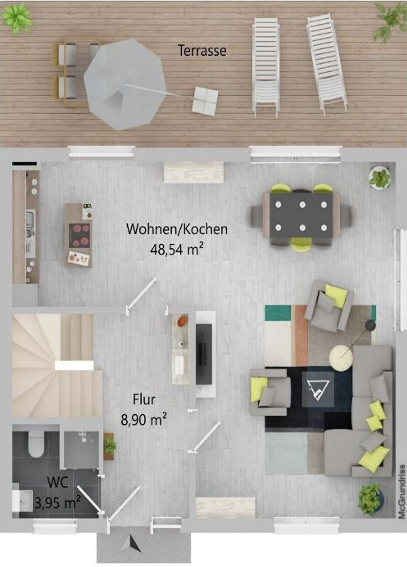 GR EG - Neubau-DHH mit Süd-West-Garten in Augsburg-Neubergheim