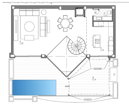 Grundriss Wohnebene - KNIPFER IMMOBILIEN – Luxuriöse Villa mit Pool und Meerblick in Altea zum Kauf