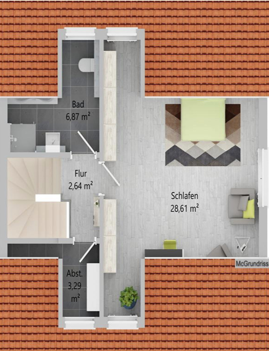 GR DG möglicher Grundriss - Neubau-DHH mit Süd-West-Garten in Augsburg-Neubergheim