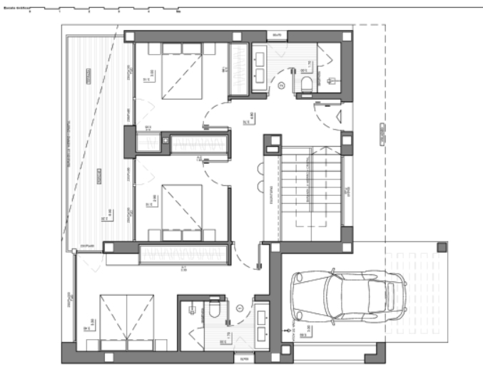 Grundriss OG - ECO-RESIDENZ VILLA „AIREN“ mit Pool und 1 Auto oder 2 E-Bikes bei Benissa zum Kauf