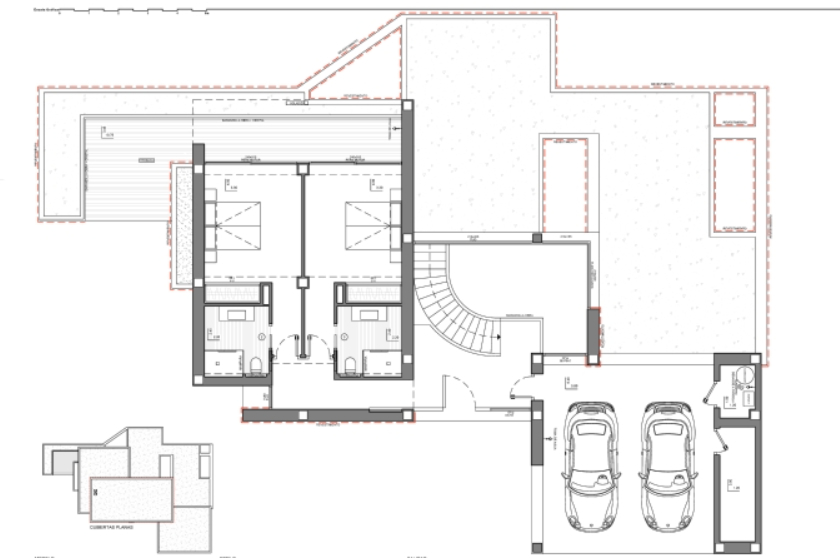 Grundriss Dach - KNIPFER IMMOBILIEN – Moderne Luxusvilla mit Meerblick, Infinity-Pool, 4 Schlafzimmer, Gästeapartment