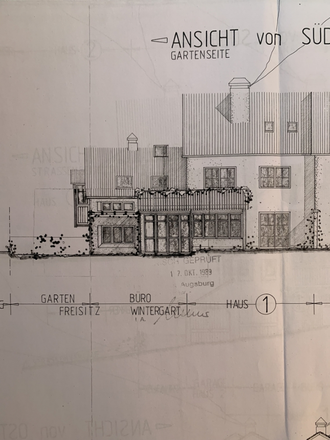 Ansicht Süden - KNIPFER`S IMMOBILIENSCHÄTZE – TOP- Lage – DHH mit Anbau für Büro/Einliegerwohnung u. Außen-Whirlpool