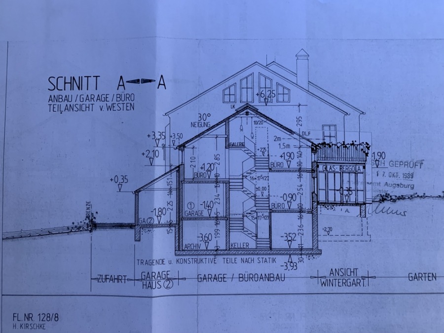 Schnitt Anbau - KNIPFER`S IMMOBILIENSCHÄTZE – TOP- Lage – DHH mit Anbau für Büro/Einliegerwohnung u. Außen-Whirlpool