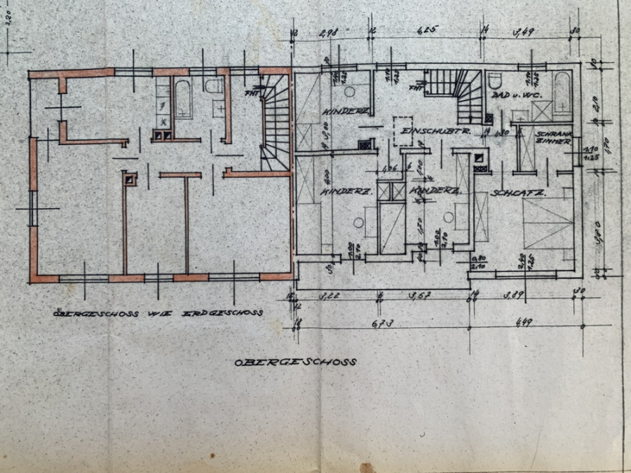 Grundriss OG - KNIPFER`S IMMOBILIENSCHÄTZE – Renovierungsbedürftiges Zweifamilienhaus in Augsburg-Hochzoll zum Kauf