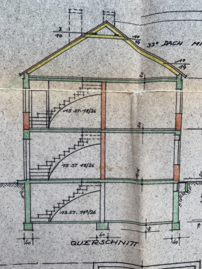 Schnitt - KNIPFER`S IMMOBILIENSCHÄTZE – Renovierungsbedürftiges Zweifamilienhaus in Augsburg-Hochzoll zum Kauf