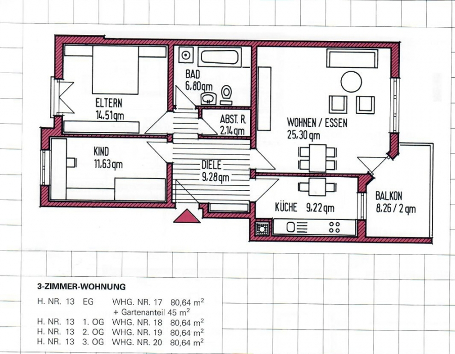 Grundriss - KNIPFER`S IMMOBILIENSCHÄTZE – Elegante 3 ZKB mit Loggia und TG in der Firnhaberau zum Kauf!