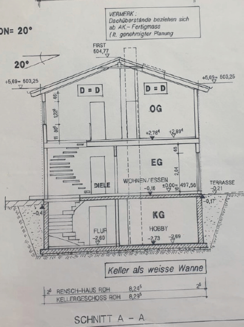 Schnitt - KNIPFER`S IMMOBILIENSCHÄTZR – Hochwertige DHH in Bergkirchen – Ruhige Lage mit Bachlauf